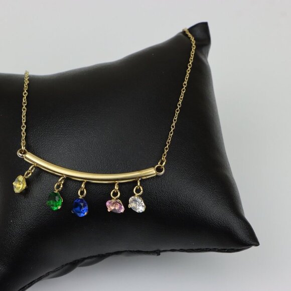 "Colorful Stone Drop Bar Pendant Necklace, XPNL0307 - Picture 6 of 13